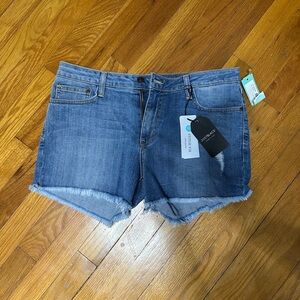 Just Black Blue Jean Shorts Distressed Hem